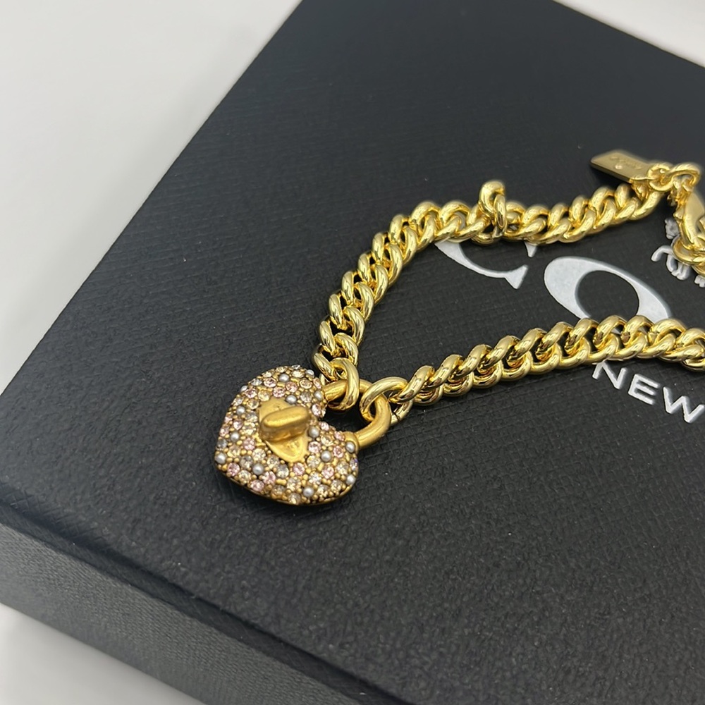 Coach Heart Turnlock Chain Link Bracelet - Picture 4 of 4